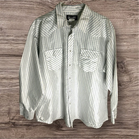 Wrangler Vintage Western White  Striped Pearl Snap Long Sleeve Shirt, size 2XL - Picture 4 of 7